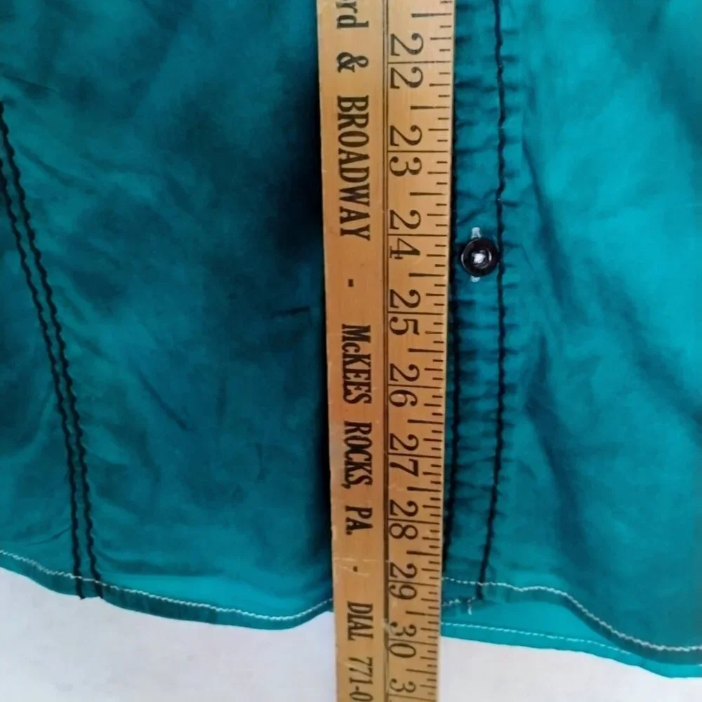 Roar Teal Embroidered Western Men's Shirt Size Medium - Picture 6 of 9